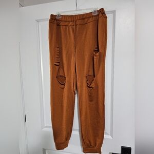 Brown Distressed Jogger Pants